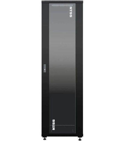 Шкаф коммутационный NTSS Премиум (NTSS-R42U6060GS-BL) напольный 42U 600x600мм пер.дв.стекл металл 900кг черный 510мм 86кг 1987мм IP20 сталь