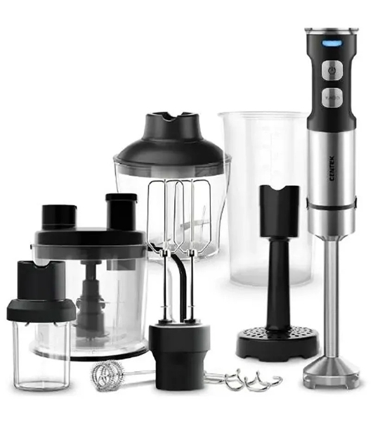 Блендер погружной Centek CT-1367 серебристый, 1500 Вт, 15 скоростей, турбо