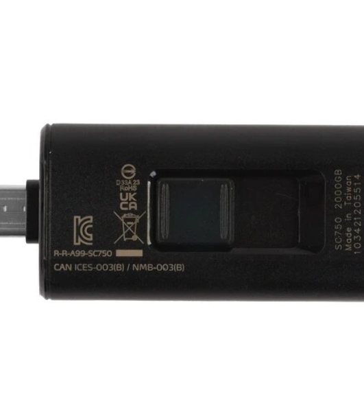 Внешний SSD ADATA SC750, 2TB, USB 3.2 Gen 2 Type-C, R/W 1050/1000, черный