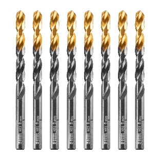 Сверло по металлу Denzel 8 мм, HSS-Tin, Golden Tip, 8 шт.