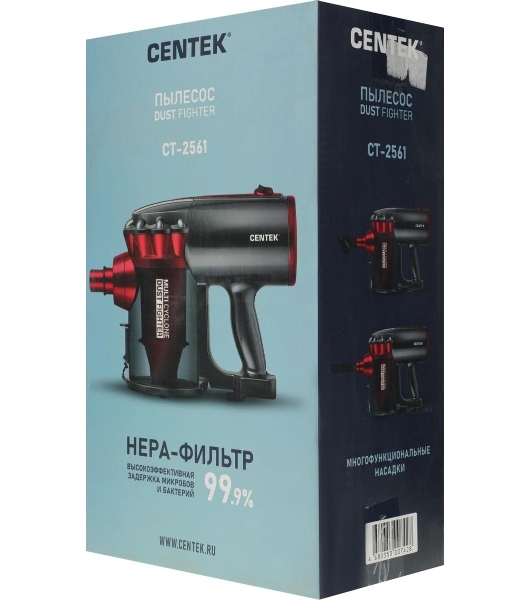 Пылесос вертикальный Centek CT-2561 красный/черный, питание от сети, 150 Вт, уборка сухая, пылесборник 0.5 л