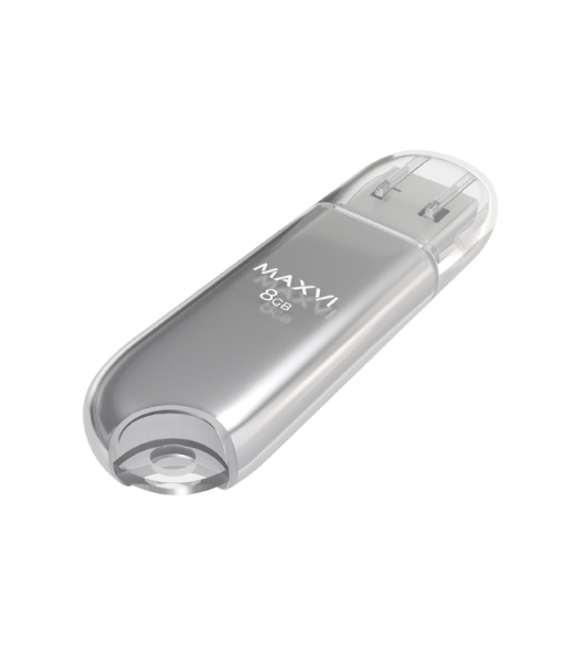 Флешка USB Maxvi P1 (FD8GBUSB20C10P1 silver), 8Gb, USB 2.0, R/W 12/5, серебристый