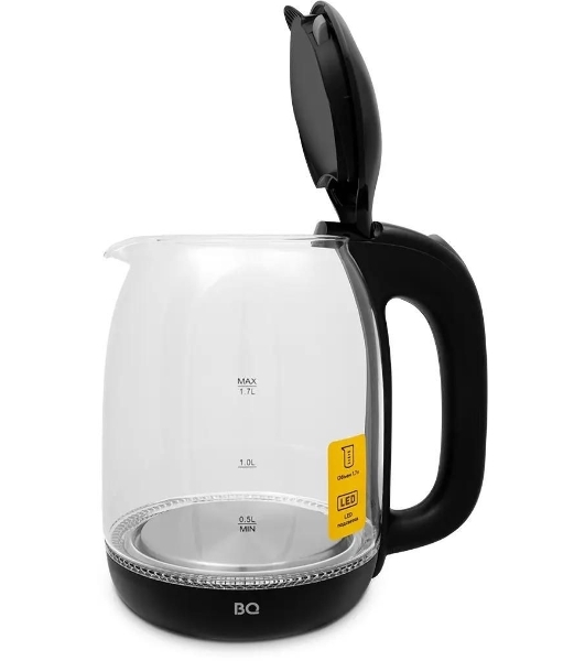 Электрочайник BQ KT1830G черный, 1.7 л, 2200 Вт, скрытый нагревательный элемент