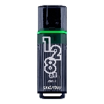 Флешка USB SmartBuy Glossy Dark Grey (SB128GbGS-DG), 128Gb, USB 3.0/3.1, R/W 75/25, черный/зеленый, фото 1