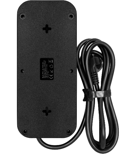 Сетевой фильтр Powercom SP-08 USB03AB 3,0 m 3.0м, 8 розеток, черный, коробка