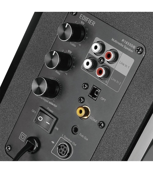 Колонки Edifier R1855DB Black Активные, 70W RMS, 60-20000Гц, дерево, пульт ДУ, Bluetooth 5.0,выход на сабвуфер,Opt/Coaxial,2 RCA