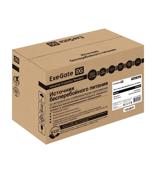 Источник бесперебойного питания ExeGate EP285474RUS Power Back BNB-850.LED.AVR.EURO.RJ.USB 850VA/480W, LED, AVR,2 евророзетки, RJ45/11, USB, черный