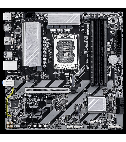 Материнская плата Gigabyte B860M D3HP, LGA 1851, Intel B860, 4xDDR5, 4xSATA, 2xM.2, 1xPCIe 5.0 x16, 2xPCIe x1, 1xHDMI, 1xDP, 1x 1Gb LAN, 3xUSB-A 3.2 Gen 1, 3xUSB-A 2.0, 1xUSB-C 3.2 Gen 1, 3x3.5 мм, 7.1, mATX