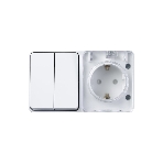 Блок ОП AtlasDesign Profi54 розетка 16А 250В с заземл. защ. шторки + 2-кл. выключатель 10А IP54 бел. SchE, фото2