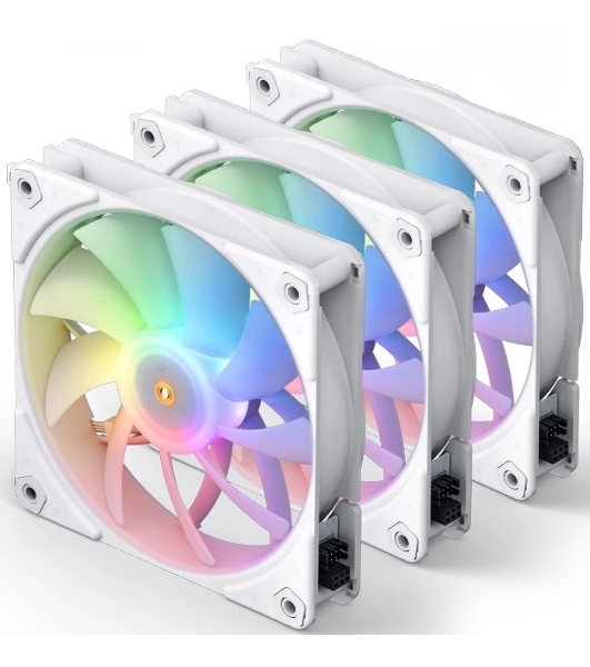 Вентилятор для корпуса JONSBO ZF-120W (120x120x25мм, 4-pin PWM, ARGb, 61.0CFM, 28.9dBA, 1500RPM, белый, 3pcs)