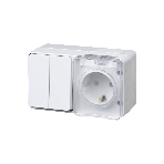 Блок ОП AtlasDesign Profi54 розетка 16А 250В с заземл. защ. шторки + 2-кл. выключатель 10А IP54 бел. SchE, фото3