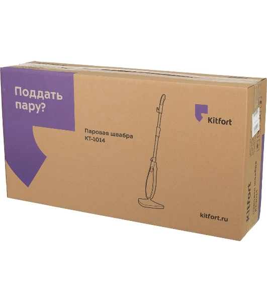 Паровая швабра Kitfort KT-1014 золотистый/белый, вертикальный, 1200 Вт, 22 г/мин, 410 мл
