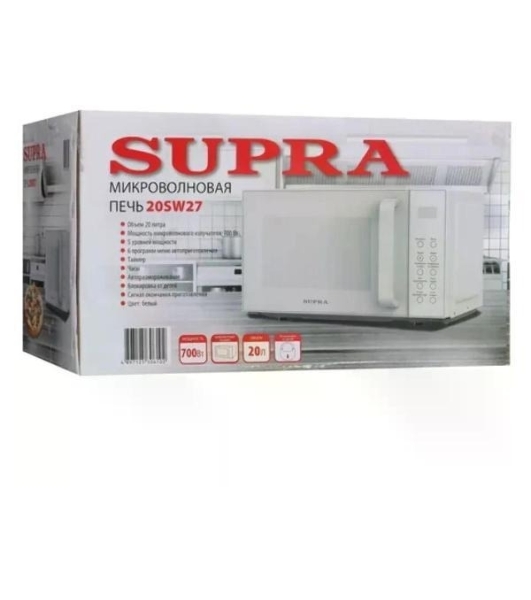 Микроволновая печь SUPRA 20SW27 белый, 20 л, 700 Вт, переключатели - сенсор