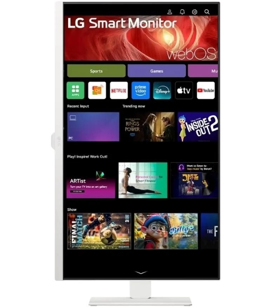 Монитор 31.5' LG 32U850SA-W IPS 3840x2160, 60 Гц, 5 мс, 16:9, 400 кд/м², 2xHDMI 2.0, USB-C (90 Вт), USB Hub (3x USB 3.0), 3.5 Jack, HDR10, динамики (2x5 Вт), веб-камера, Smart TV (webOS 24), Wi-Fi, Bluetooth, VESA 100x100, белый