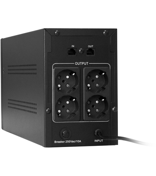 Источник бесперебойного питания ExeGate SpecialPro UNB-2000.LED.AVR.EURO.RJ 2000VA/1200W, LED, AVR, 4 евророзетки, RJ45/11, черный