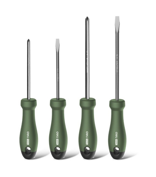 Отвертка Deli Набор отверток ';Home Series Green'; Deli HT1004L 4шт SL5x100+SL6x150+PH1x100+PH2x150, эксклюзивный дизайн, рукоятка из высококачественного софттач пластика