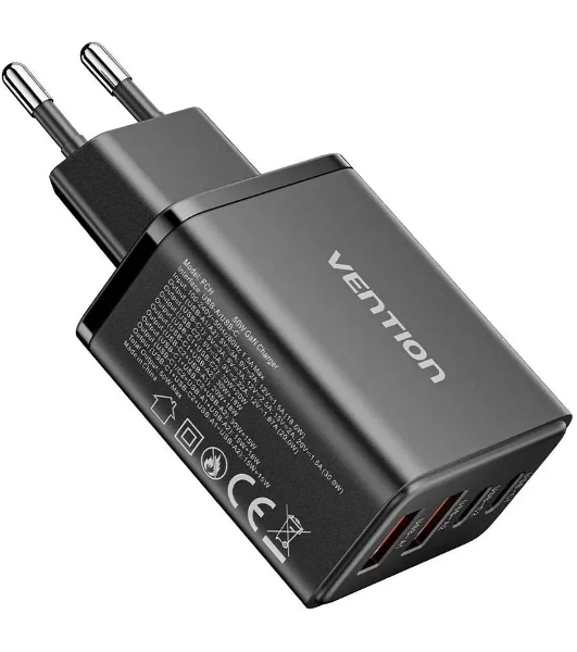 Сетевое зарядное устройство Vention на 4 порта GaN 50W USB (C+C+A+A) Черный