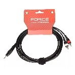 Кабель аудио FORCE FLC-10/31/8' TRS mini Jack - 2xRCA, высококачественный стерео, используется для подключения смартфонов к микшерам и аудио интерфейсам, длина 3 м, фото 1