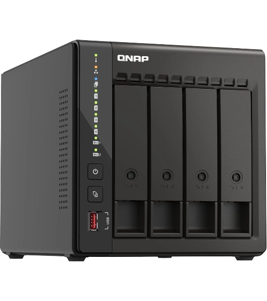 Сетевое хранилище SMB QNAP TS-453E-8G NAS, 4-tray w/o HDD. 2xHDMI-port. 4-core Celeron J6412 2-2.6 GHz, 8Gb DDR, 2x2.5Gb LAN, 2 x M.2 2280 PCIe Gen 3 x2, 2x USB 3.2 Gen 2 (10Gbps) Port, 2x USB 2.0 port
