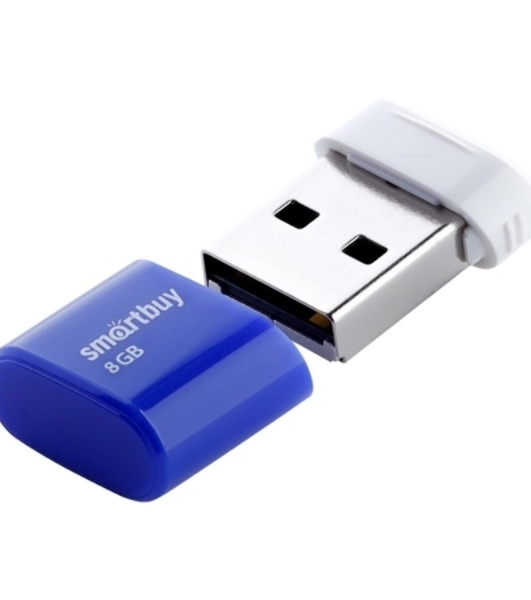 Флешка USB Smartbuy Lara Blue (SB8GBLara-B), 8Gb, USB 2.0, R/W 15/5, белый/синий