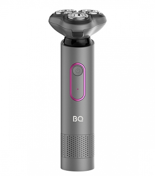 Электробритва BQ SV1008 Gray-Pink. Мощность 5 Вт/Время зарядки 90 минут/Время беспроводной работы 90 минут/Влагозащита IPX6/Электропитание 110-240 В, 50-60 Гц/Ротационная головка бритвы/Мощный мотор/Индикатор заряда батареи/Портативная база для подзарядки/3 насадки в комплекте'