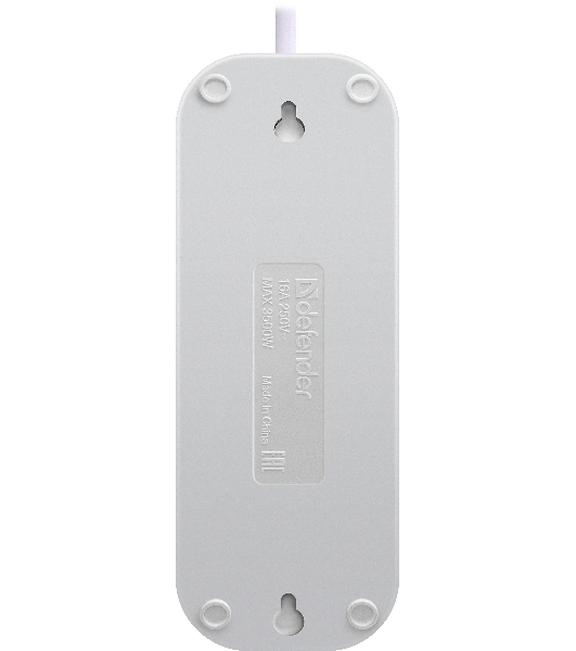 Удлинитель с заземлением Defender L330 16 А,1.5 м, заземление, выключатель