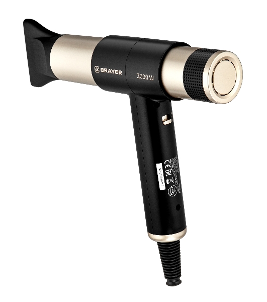 Фен-мультистайлер BRAYER BR3308 черный/золотистый, 2000 Вт, 25/32 мм