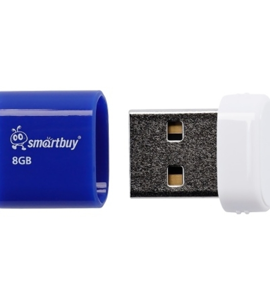 Флешка USB Smartbuy Lara Blue (SB8GBLara-B), 8Gb, USB 2.0, R/W 15/5, белый/синий