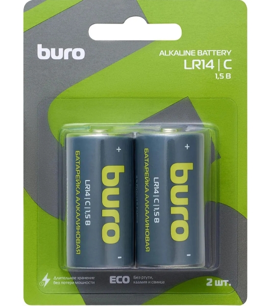 Батарея Buro Alkaline LR14 C 7500mAh (2шт) блистер, 1.5 В