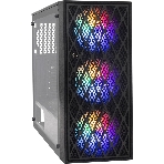 Компьютерный корпус Miditower ExeGate EVO-8243 (ATX, без БП, 2хUSB+1хUSB 3.0, черный, 3 вент. с RGb подсветкой, боковая панель - закаленное стекло), фото 1