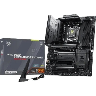 Материнская плата MSI MAG B850 TOMAHAWK MAX WIFI II, AM5, AMD B850, 4xDDR5, 4xSATA, 4xM.2, 1xPCIe 5.0 x16, 1xPCIe 4.0 x16, 1xPCIe 3.0 x16, 1xHDMI, 1xDP, 1x5Gb LAN, Wi-Fi 7, Bluetooth 5.4, 3xUSB-C 10Gbps, 2xUSB-A 10Gbps, 1xUSB-A 5Gbps, 4xUSB-A 2.0, 3x3.5 мм + S/PDIF оптический, 7.1, чёрный, ATX