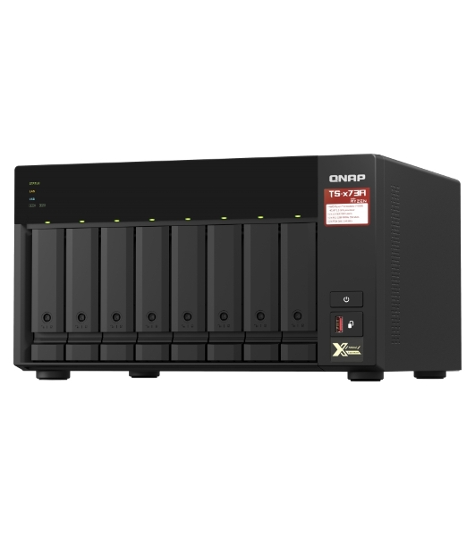 Сетевое хранилище без дисков SMB QNAP TS-873A-8G NAS, 8 trays 3,5'/2,5', 2x2,5 GbE BASE-T, 2 x M.2 NVMe 2280 slots, quad-core AMD Ryzen V1500B 2,2 GHz, 8 Gb SO-DIMM DDR4 (1 x 8 Gb) up to 64Gb (2x32 Gb)