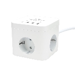 Сетевой фильтр Cablexpert Cube CUBE-3-CU3-W-1.5, 3 р, 10А, 1xType-C PD, 3xUSB, 1.5 м, ур.защиты 4+, белый, коробка, фото 1