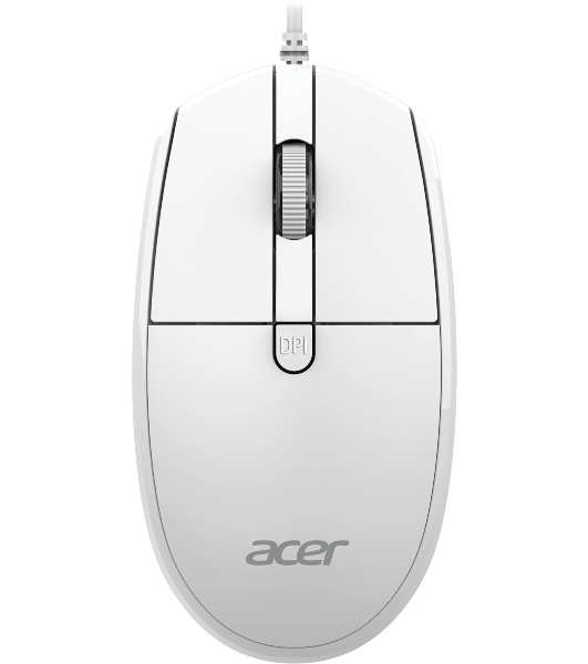 Мышь проводная Acer OMW401 белый, 2000 dpi, USB, кнопки - 4