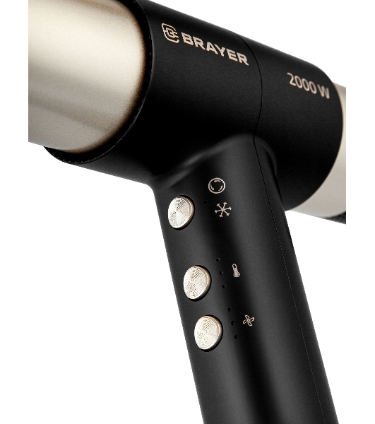 Фен-мультистайлер BRAYER BR3308 черный/золотистый, 2000 Вт, 25/32 мм