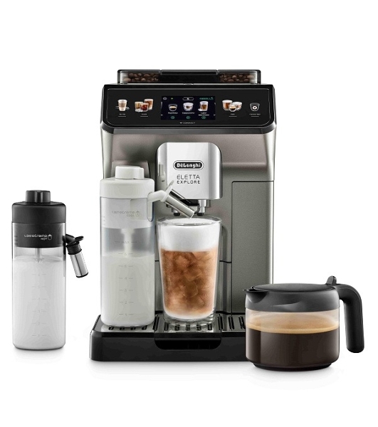 Кофемашина автоматическая DeLonghi ECAM450.86.T черный/серебристый, исп. кофе- зерновой/молотый, 1.8 л, 1450 Вт. 19 бар