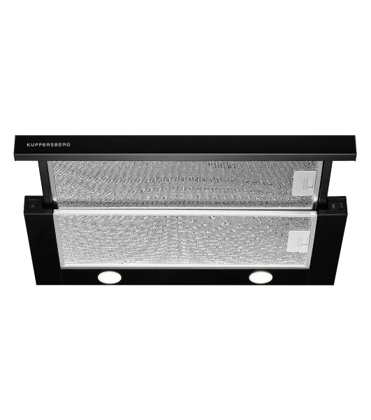 Встраиваемая вытяжка Kuppersberg SLIMTURBO 60 B, 60 см, отвод/рециркуляция, 1500 м3/час, механическое управление, 3 скорости, освещение 2х2 Вт, металлические жироулавливающие фильтры, угольный фильтр KF-ES (опция), 63.4 дБ, обратный клапан, шхвхг:55.2x25.5x28см, черный
