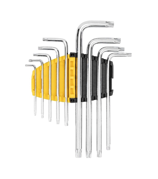 Набор шестигранных ключей ';TORX'; Deli DL3091 9 шт. Размер: 1/16”-3/8”. Хромированный. Технические характеристики: Т10,Т15,Т20,Т25,Т27,Т30,Т40,Т45,Т50
