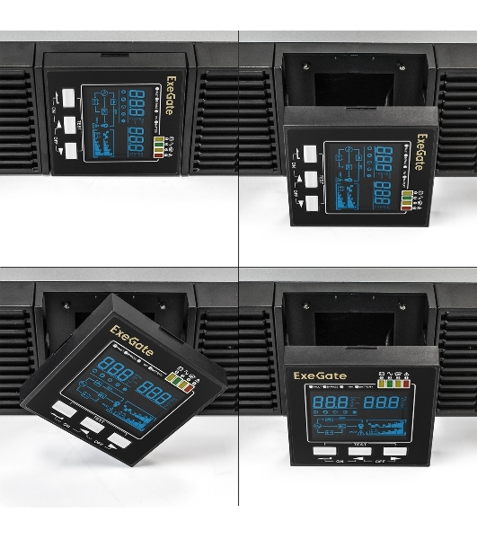 Источник бесперебойного питания On-line ExeGate EP285646RUS PowerExpert ULS-1000.LCD.AVR.C13.USB.RS232.SNMP.2U 1000VA/1000W, On-Line, PF=1, LCD, 4*IEC-C13, RS232, USB, SNMP-slot, Rackmount 2U/Tower, черный
