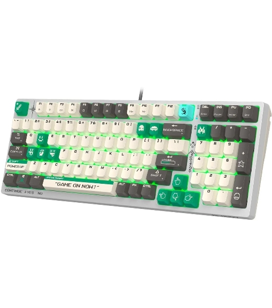 Клавиатура проводная A4Tech Bloody S98 Pixels Green USB белый/бежевый