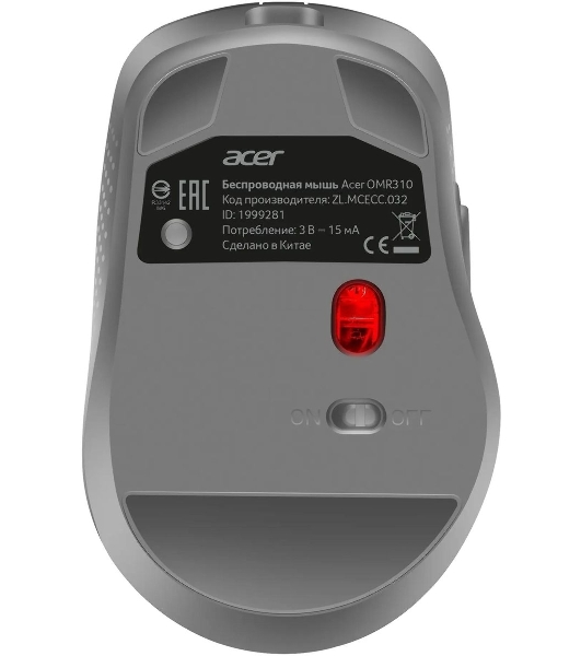 Мышь беспроводная Acer OMR310 темно-серый, 1600 dpi, радиоканал, Bluetooth, USB, кнопки - 7
