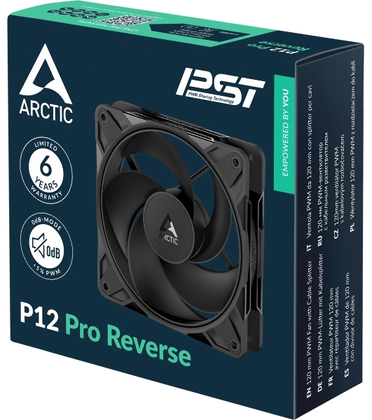 Вентилятор корпусной Arctic P12 Pro Reverse, 120 мм, 500-3000 об/мин, 4-pin PWM, без подсветки