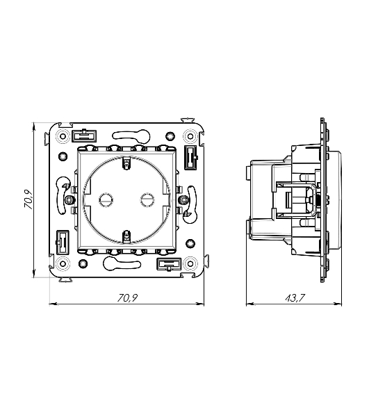 Розетка DKC Avanti 4401003 2P+E со шторками, красный квадрат