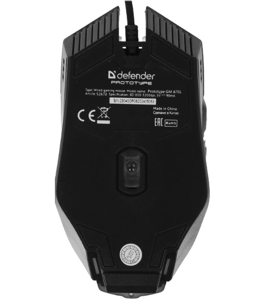Мышь проводная Defender Prototype GM-670L черный, 2400 dpi, USB, кнопки - 6
