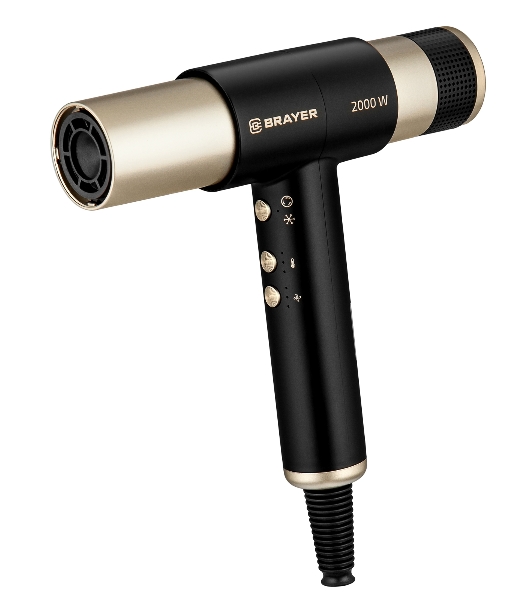 Фен-мультистайлер BRAYER BR3308 черный/золотистый, 2000 Вт, 25/32 мм