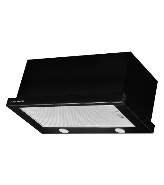 Встраиваемая вытяжка Kuppersberg SLIMTURBO 60 B, 60 см, отвод/рециркуляция, 1500 м3/час, механическое управление, 3 скорости, освещение 2х2 Вт, металлические жироулавливающие фильтры, угольный фильтр KF-ES (опция), 63.4 дБ, обратный клапан, шхвхг:55.2x25.5x28см, черный