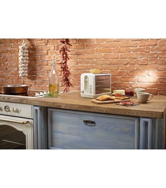 Тостер Gorenje T1100CLI бежевый/серебристый, 950 Вт, 2 слота
