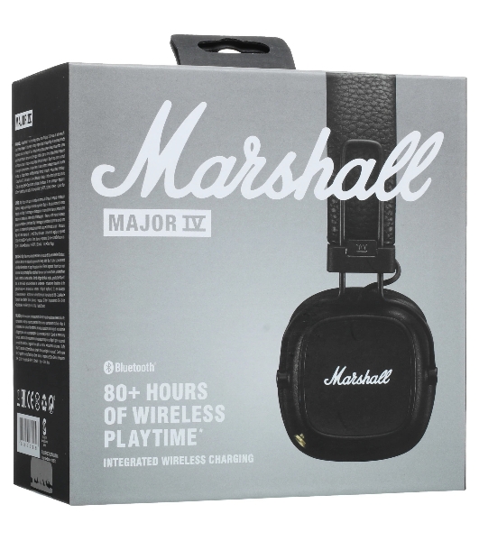 Беспроводные/проводные наушники Marshall Major IV черный, накладные, Bluetooth + проводной, беспроводная зарядка, до 80 ч