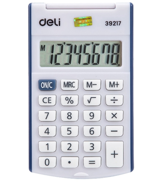Калькулятор карманный Deli E39217/BLUE синий 8-разр.