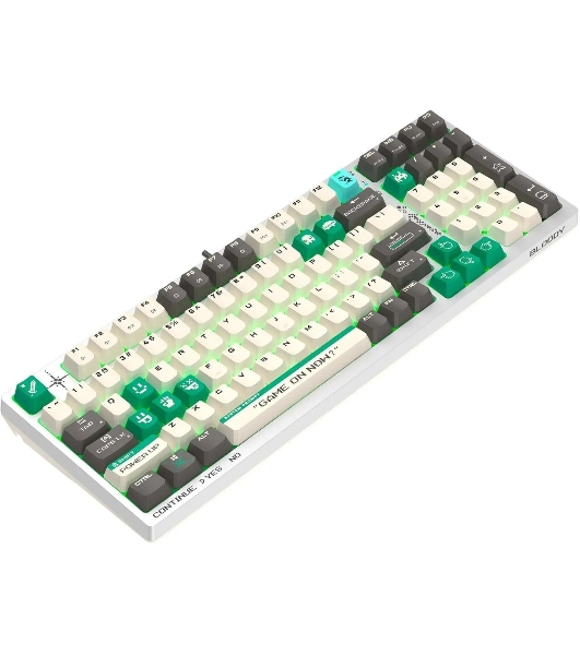 Клавиатура проводная A4Tech Bloody S98 Pixels Green USB белый/бежевый